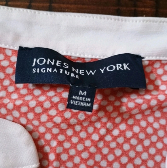 Jones NY Retro Red & White Geometric Print Shirt Medium - Picture 3 of 5